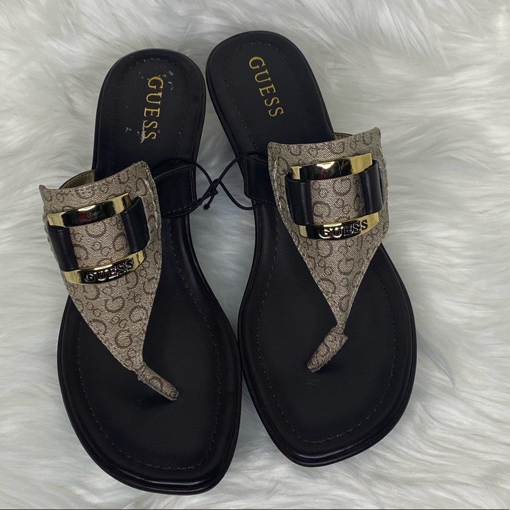 Guess tan and brown platform slide sandals size9 - Picture 1 of 4